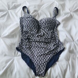 Navy and White  One Piece Swimsuit